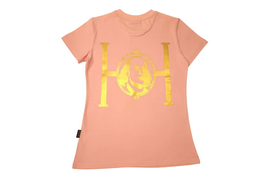Hustle Franklins Women’s Signature Tee - Pink Gold