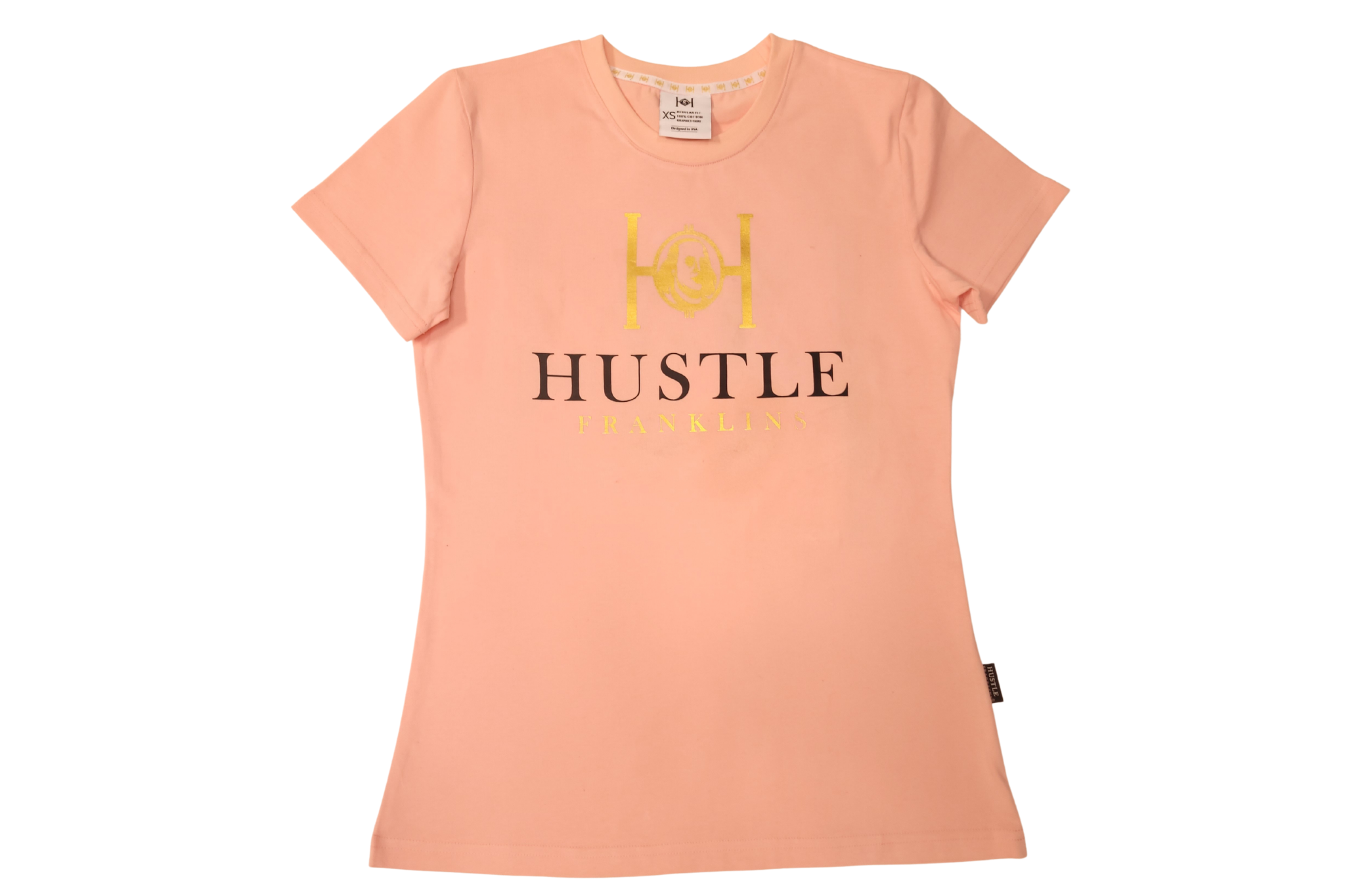 Hustle Franklins Women’s Signature Tee - Pink Gold