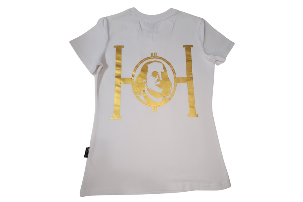 Hustle Franklins Women’s Signature Tee - White Gold